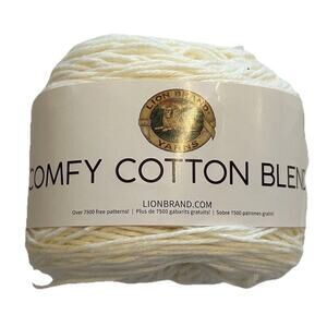 Lion Brand Comfy Cotton Blend Yarn Whipped Cream 200g 392 yd Crochet Knit Soft